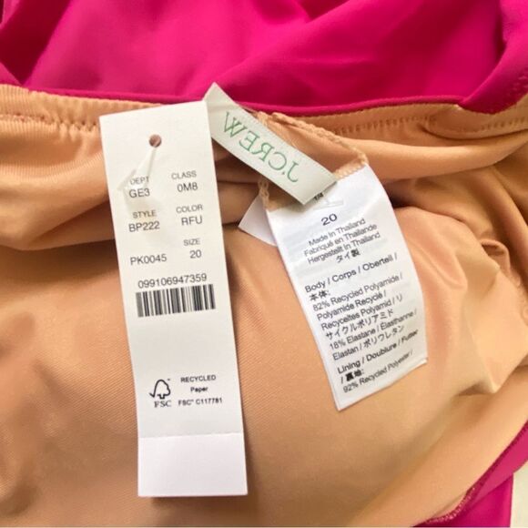 J Crew Radiant Fuchsia Ruffle V-Neck Ruched One Piece Swimsuit Sz 20 NWT - Picture 10 of 16